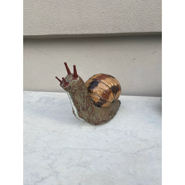 1900 - 1909 Terracotta Majolica Snail Bavent Normandy For Sale - Image 5 of 8