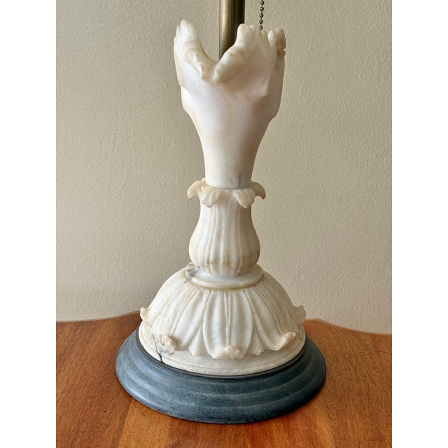 1930s Antique Neoclassical Carved Alabaster Lamp, Rewired For Sale - Image 5 of 12