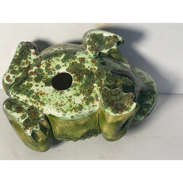 Vintage French Majolica Frog Sculpture 18” For Sale - Image 4 of 7