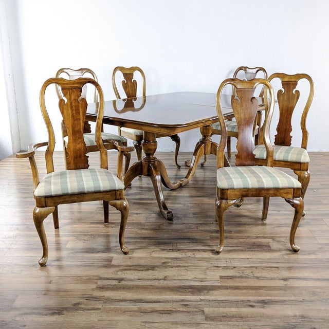Thomasville Queen Anne Style Dining Set 7 Pieces Chairish