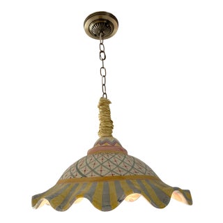 Vintage 1990s MacKenzie Childs Ceramic Hanging Lamp For Sale