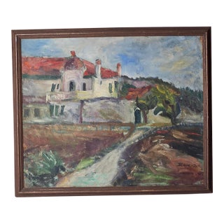 Vintage French Street Scene Oil Painting, Possibly Paris, Signed Blane Boxer For Sale