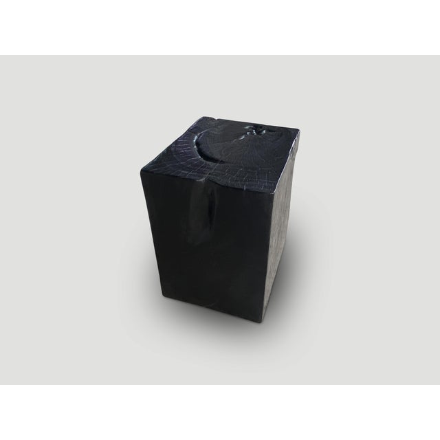 Contemporary Andrianna Shamaris Charred Teak Wood Side Table For Sale - Image 3 of 5