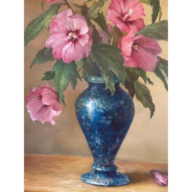 Mid 20th‑Century Vase With Flowers — Rich Classical Still Life Oil on Board, Signed For Sale - Image 11 of 15