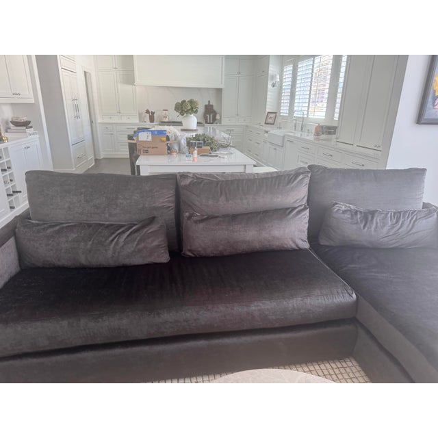 Contemporary Arhaus Kipton 105” Wide-Arm Two-Over-Two Sofa | Banks Midnight | Professionally Enhanced Cushions For Sale - Image 3 of 6