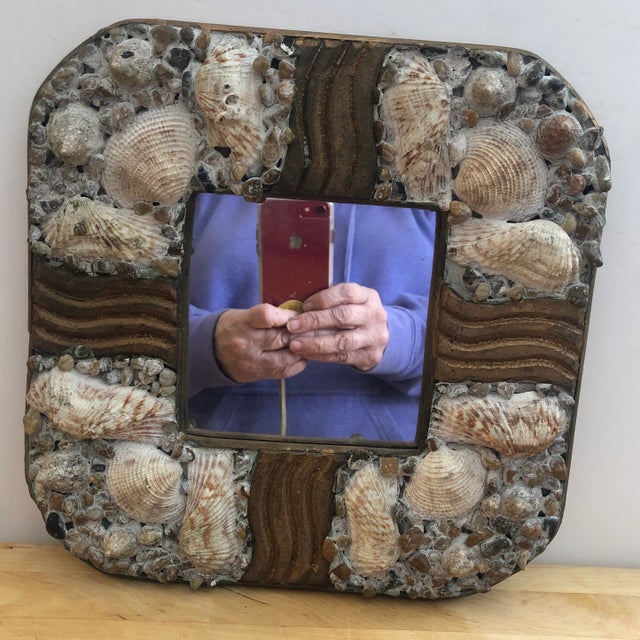 1960s Small Square Shell Mirror For Sale - Image 10 of 10