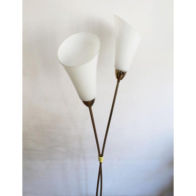 Sculptural Brass and Milk Glass Floor Lamp, Former Czechoslovakia, 1960s For Sale - Image 9 of 15