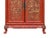 Wood Oriental Red Matte Golden Relief Carving Small Cabinet Chest For Sale - Image 7 of 13