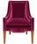 A striking pair of high-back armchairs upholstered in rich plum/burgundy velvet and finished with extensive brass-tone...