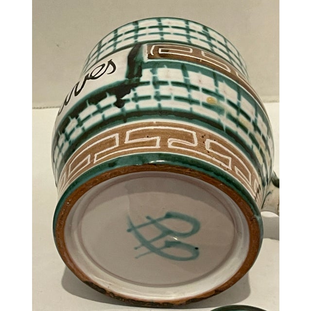 Green French Ceramist Condiment Set & Poelon, Signed, Robert Picault, c.1950 For Sale - Image 8 of 12