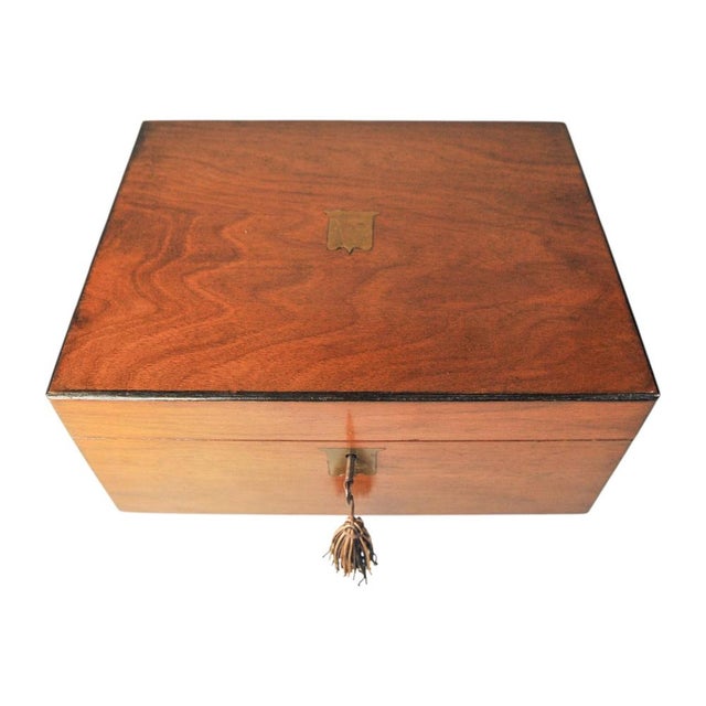 Victorian Military Campaign Burr Walnut Writing Slope Tooled Leather Skiver, Set of 4 For Sale - Image 15 of 15