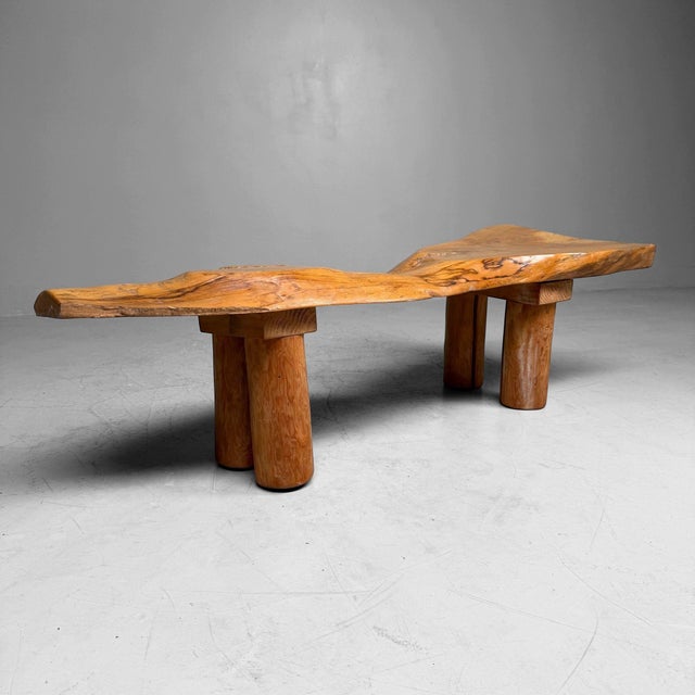 Japanese Organic Live Edge Side Table in Zelkova Wood, 1960s For Sale - Image 13 of 13