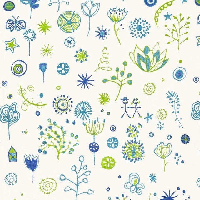 Sample - Schumacher Lollipop Fabric in Turquoise/Leaf For Sale