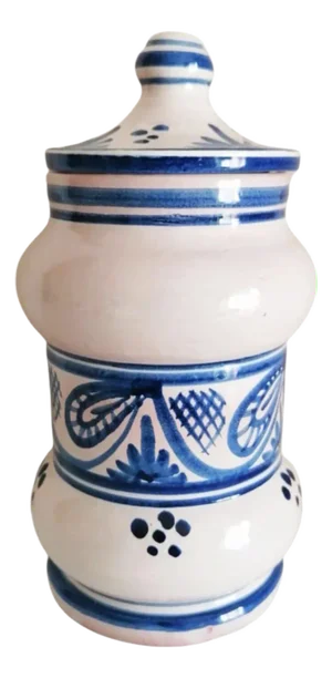Vintage Blue and White Ceramic Jar
