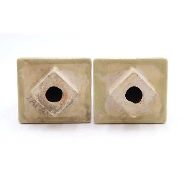 Mid 20th Century Pair of Vintage Green Ceramic Towel Bar Brackets For Sale - Image 5 of 6
