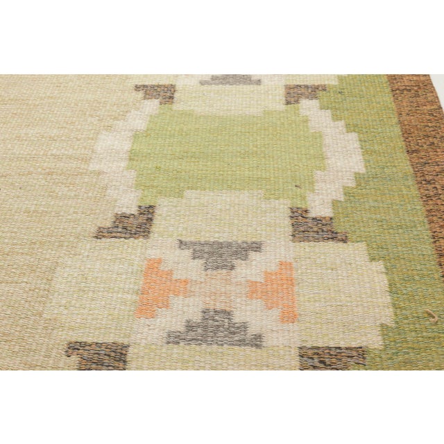 Doris Leslie Blau Vintage Swedish Flat-Weave Wool Rug Signed by Ingegerd Silow For Sale - Image 9 of 10