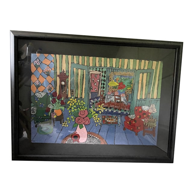 1990s "Living Room Series 1" Interior Scene Serigraph by Laurie Zeszut, Framed For Sale