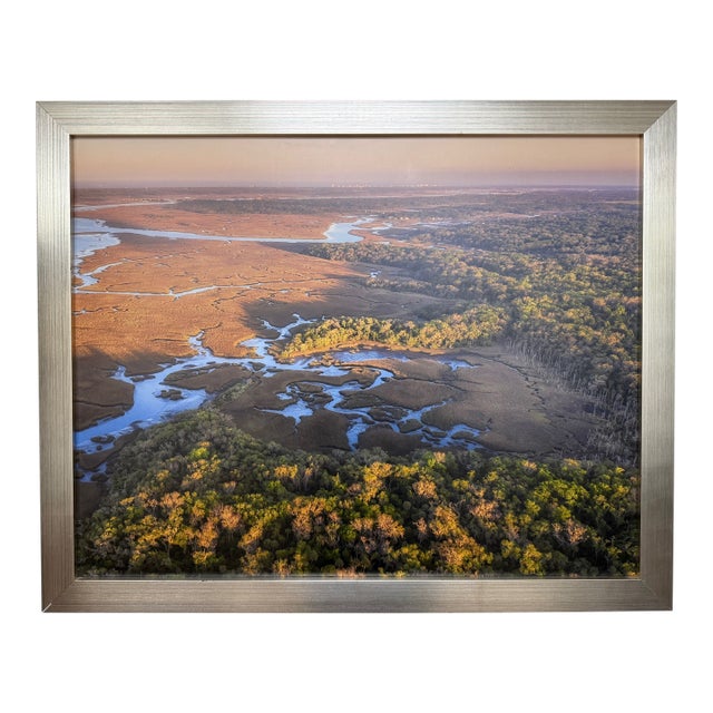 Aerial View of Salt Marsh, Framed Photograph, Artist Tom Schifanella For Sale