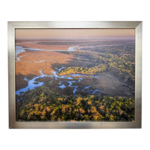 Aerial View of Salt Marsh, Framed Photograph, Artist Tom Schifanella