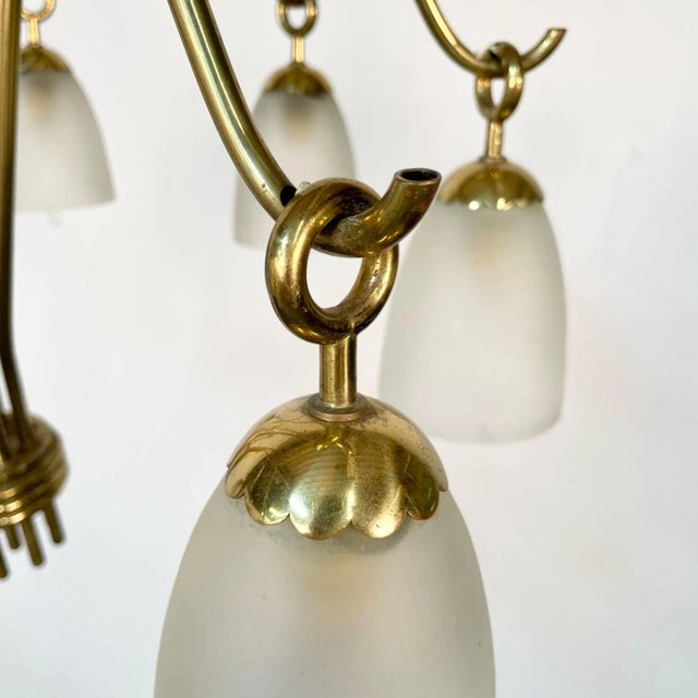 Italian Mid-Century Modern Arredoluce Eight Arm Brass Chandelier by Angelo Lelli For Sale - Image 10 of 11
