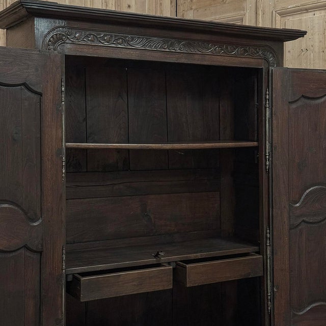 18th Century Country French Normandy Carved Oak Armoire For Sale - Image 17 of 18
