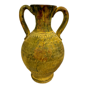 Late 20th Century Italian Scavo Style Terracotta Amphora Urn | Rustic Mediterranean Vessel