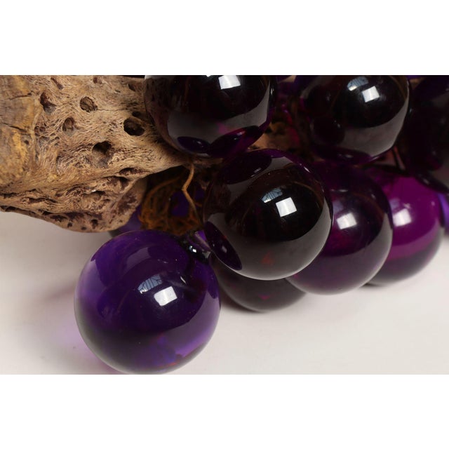 Mid-Century Modern Purple Lucite Acrylic and Driftwood Grape Cluster Centerpiece For Sale - Image 12 of 14
