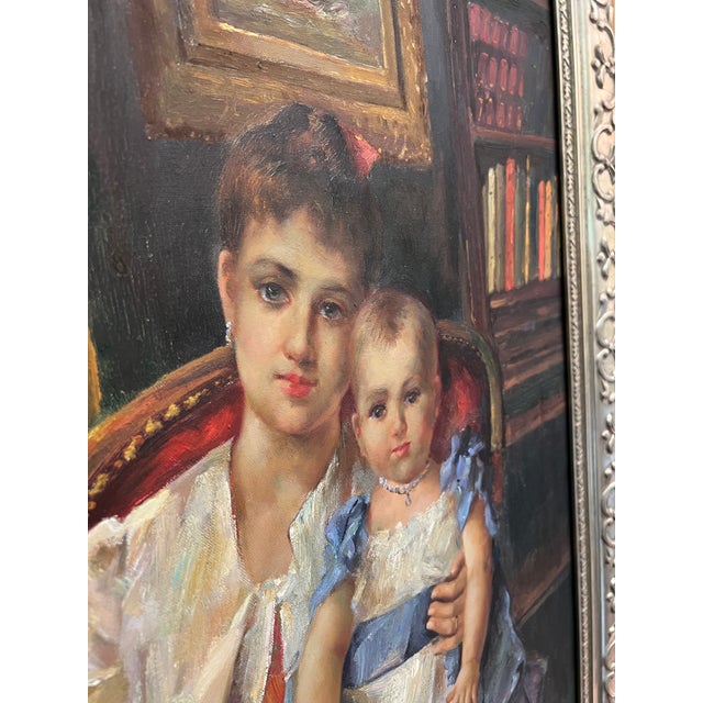 Vintage Oil Painting in Ornate Silver Frame For Sale - Image 16 of 18