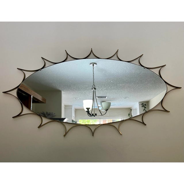 Mid-Century Modern 1970s Brass Sunburst Wall Mirror For Sale - Image 3 of 5