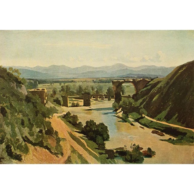 1940s After J.B.-Camille Corot "The Narni Bridge" First Edition Swiss Lithograph For Sale In Dallas - Image 6 of 8