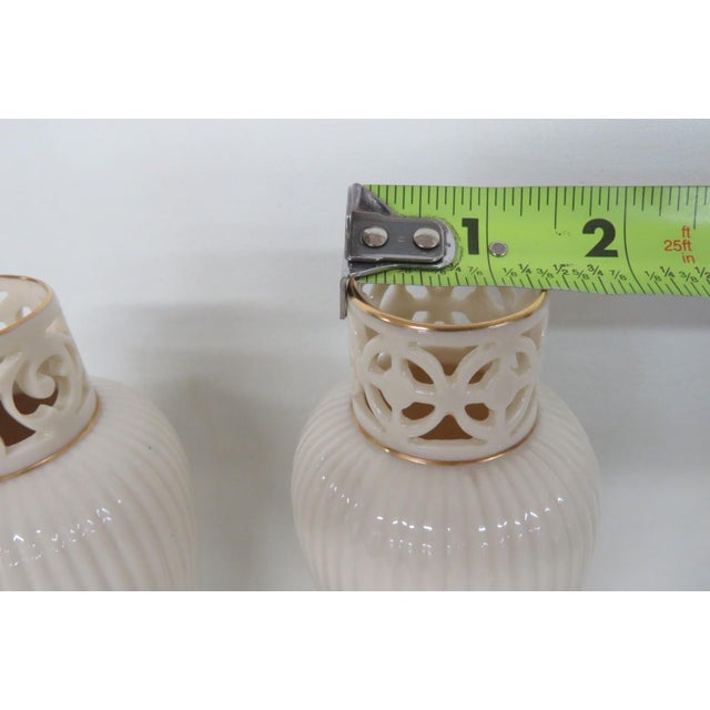 1980s Lenox China Gatsby Bud Vase Pair of 2 Ivory Porcelain With 24k Gold Detail 4931b For Sale - Image 5 of 14