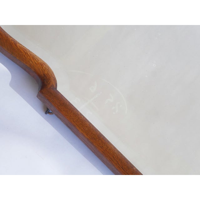 Wood Antique Farmhouse Dutch Oak Scalloped Mirror For Sale - Image 7 of 12