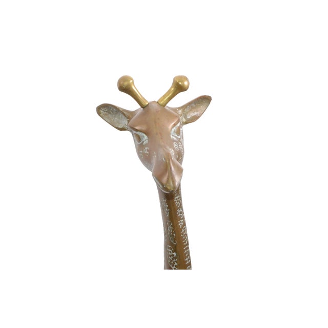 1980s Monumental Mid-Century Modern Hammered Brass & Bronze Giraffe, Animal Sculpture For Sale - Image 5 of 13