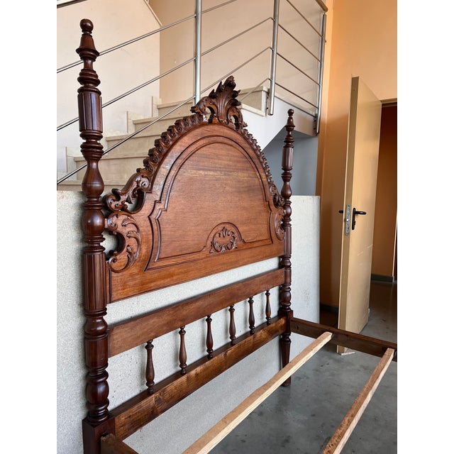 20th Century Full Bed, Original Four Fluted Poster Spanish Bed With