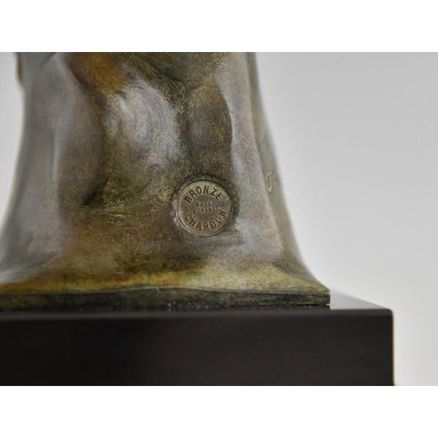 Robert Delandre, Art Deco Bronze Sculpture of 3 Athletes: Allegory of Speed, 1930, Bronze & Marble For Sale - Image 10 of 12
