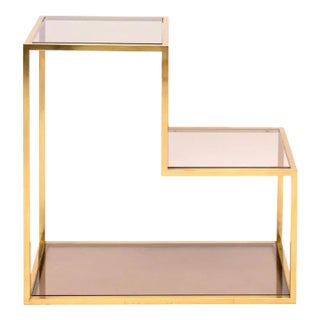 Table in Brass and Smoked Glass, 1960s For Sale