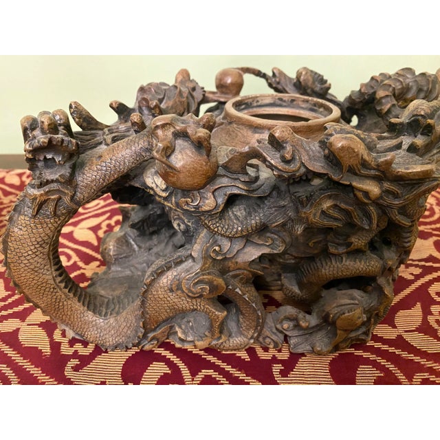 2000 - 2009 2000s Chinese Rock Carving Big Tea Pot With Dragons For Sale - Image 5 of 13