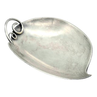1950s Danish Silver-Plated Leaf Shaped Trinket Dish For Sale