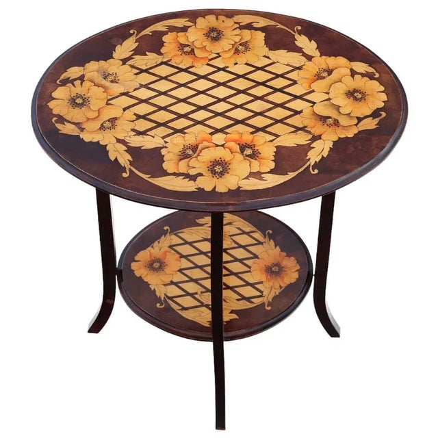 High-quality antique decorated beech occasional table from circa 1900, suitable for use as a side, center, or window...