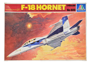 No. 809 McDonnell Douglas F-18 Hornet Model Kit from Italeri, Italy, 1980s