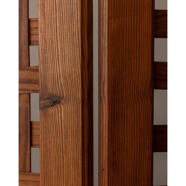Vintage Wooden Room Divider or Folding Screen in Lattice Weave, 1970s For Sale - Image 15 of 16