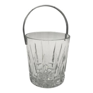 Vintage Crystal Ice Bucket With Nickel Handle For Sale