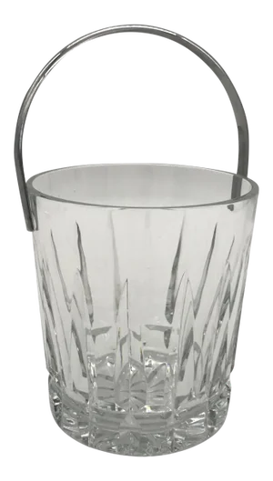 Vintage Crystal Ice Bucket With Nickel Handle