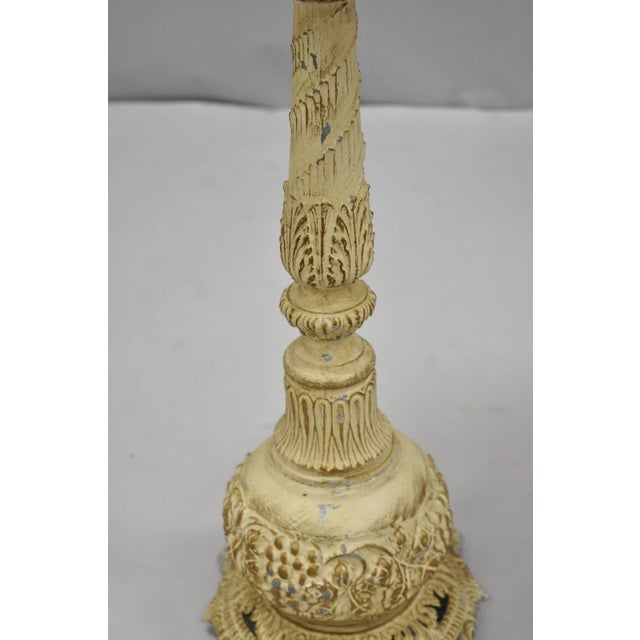 Vintage Hollywood Regency Small Metal Pedestal Marble Top Drinks Side Table Pair For Sale - Image 13 of 18