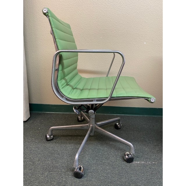 Eames Group Management Green Leather Office Chair Chairish