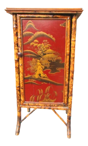 Japanned Lacquer and Bamboo Cabinet English 19th Century