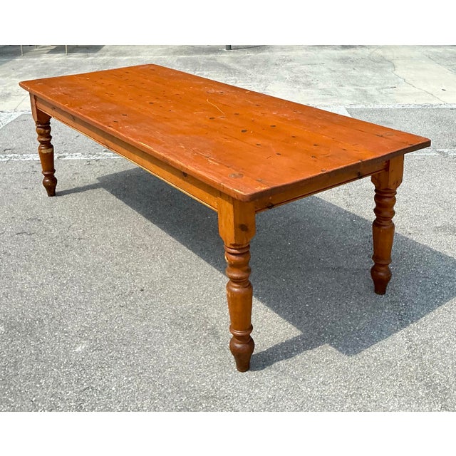 Vintage Plank Farm Table With Custom Stainless Steel Top For Sale - Image 10 of 12