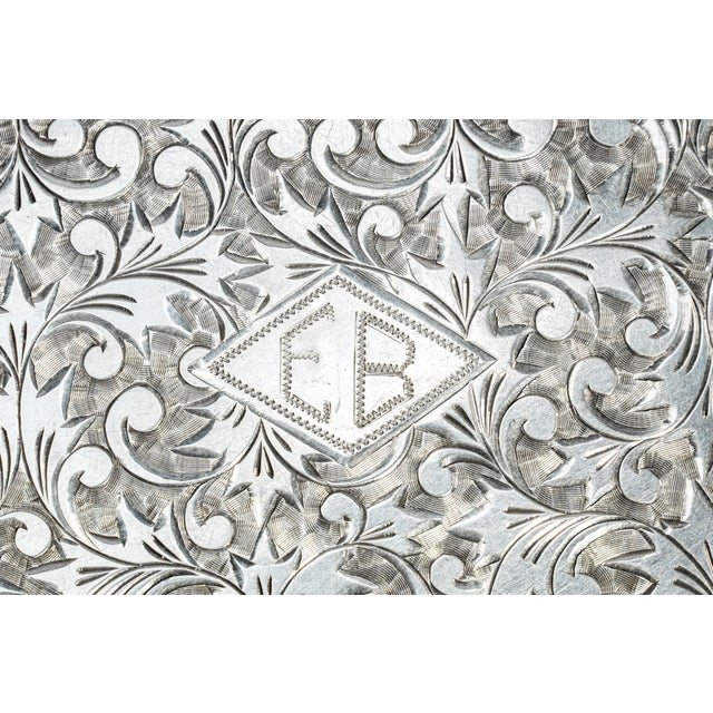 Traditional Amazing Ornate Antique Foliate Pattern Sterling Silver Card Cigarette Case For Sale - Image 3 of 13