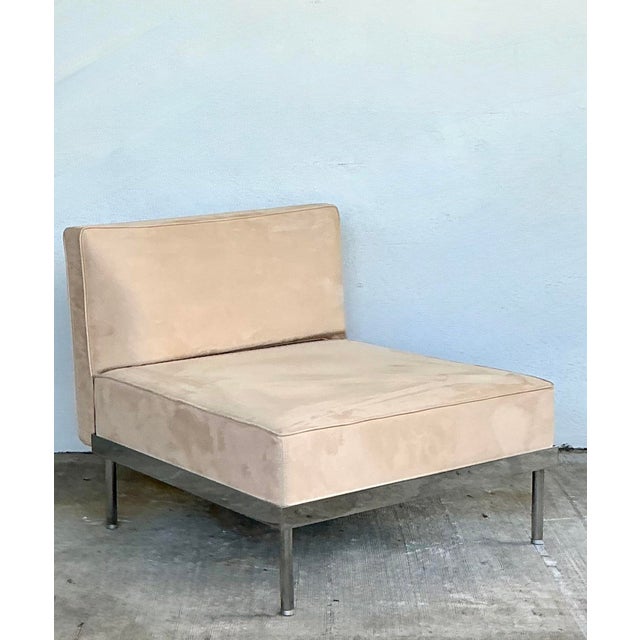 Vintage Minimalist Chrome Base Lounge Chair For Sale - Image 10 of 12