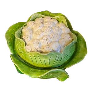 1960s Jean Roger, Paris Lettuceware Porcelain Cabbage Cauliflower Tureen or Box